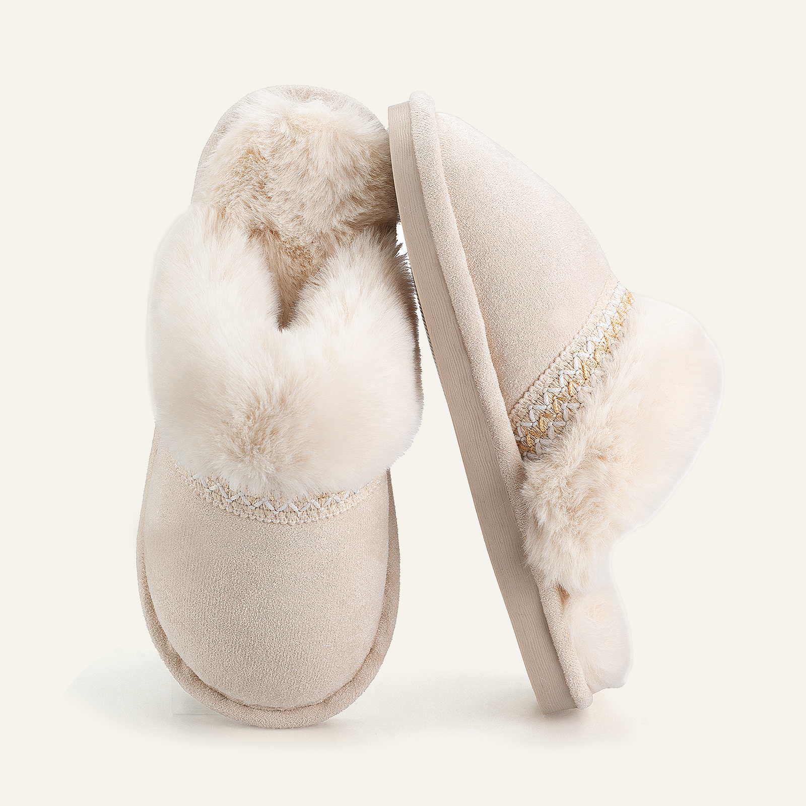 BERANMEY Slippers for Women Scuff Memory Foam Fuzzy Faux Fur