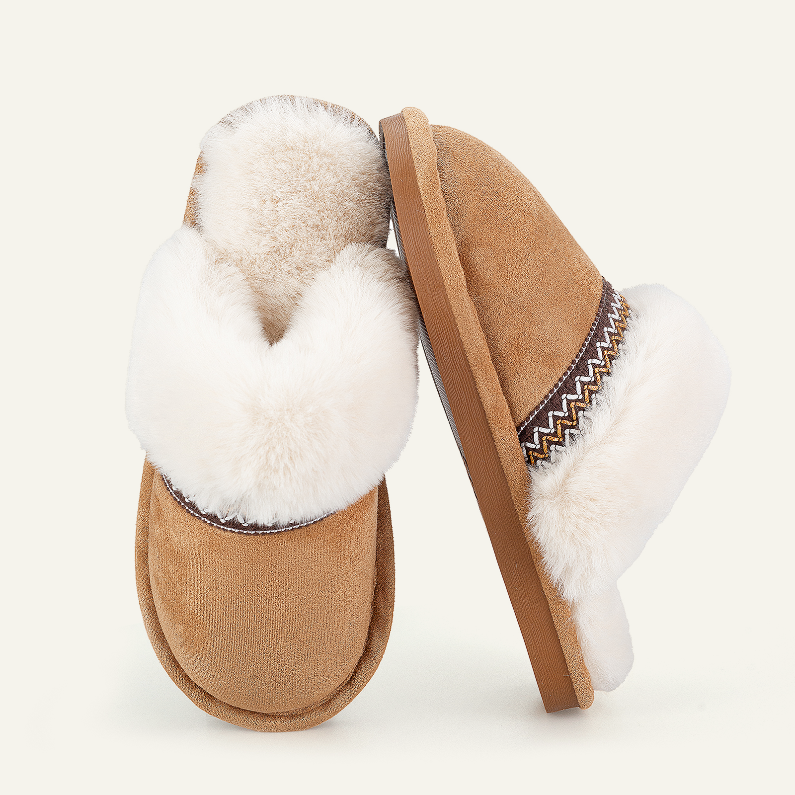 BERANMEY Slippers for Women Scuff Memory Foam Fuzzy Faux Fur
