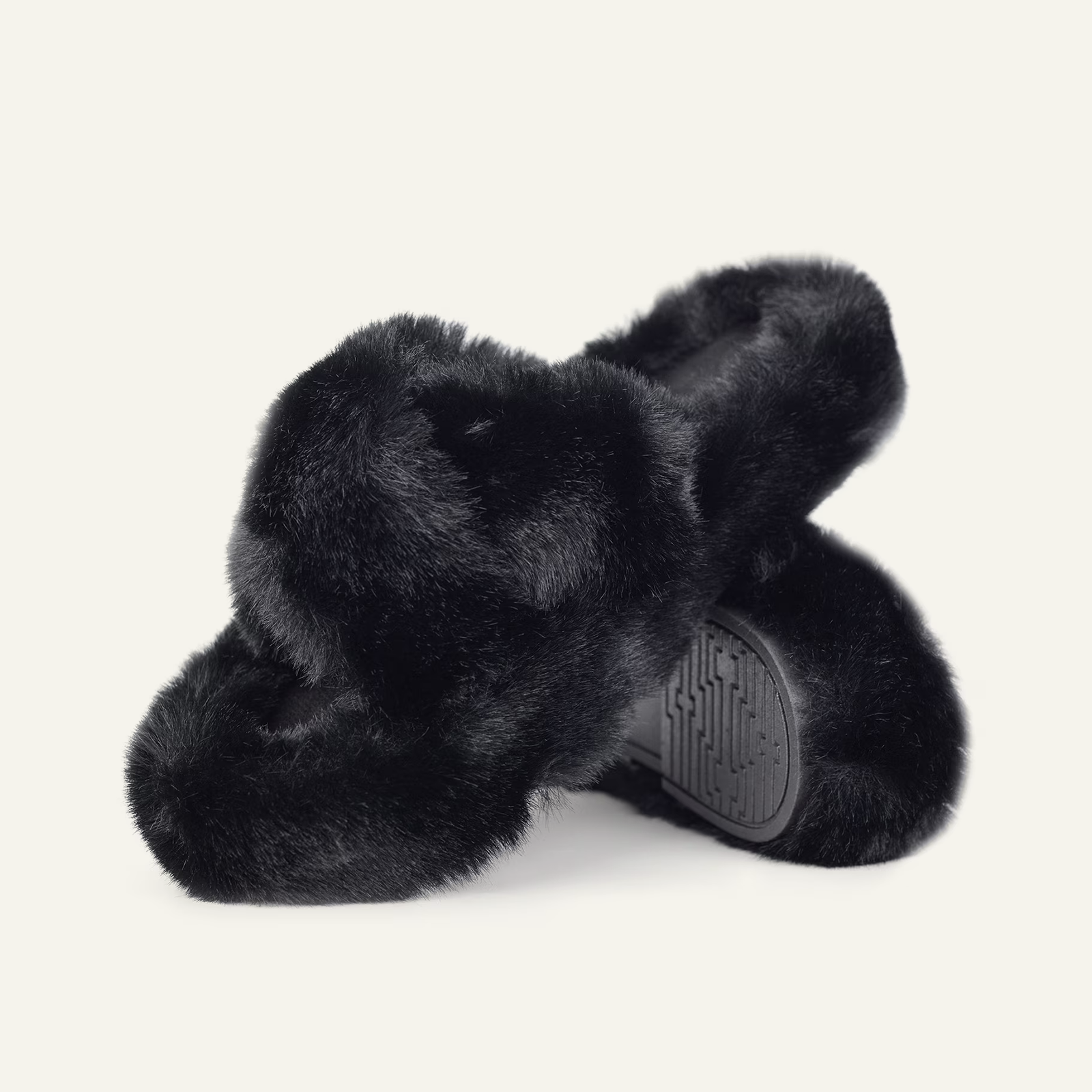 Women's Fuzzy Slippers Open Toe Cross Band