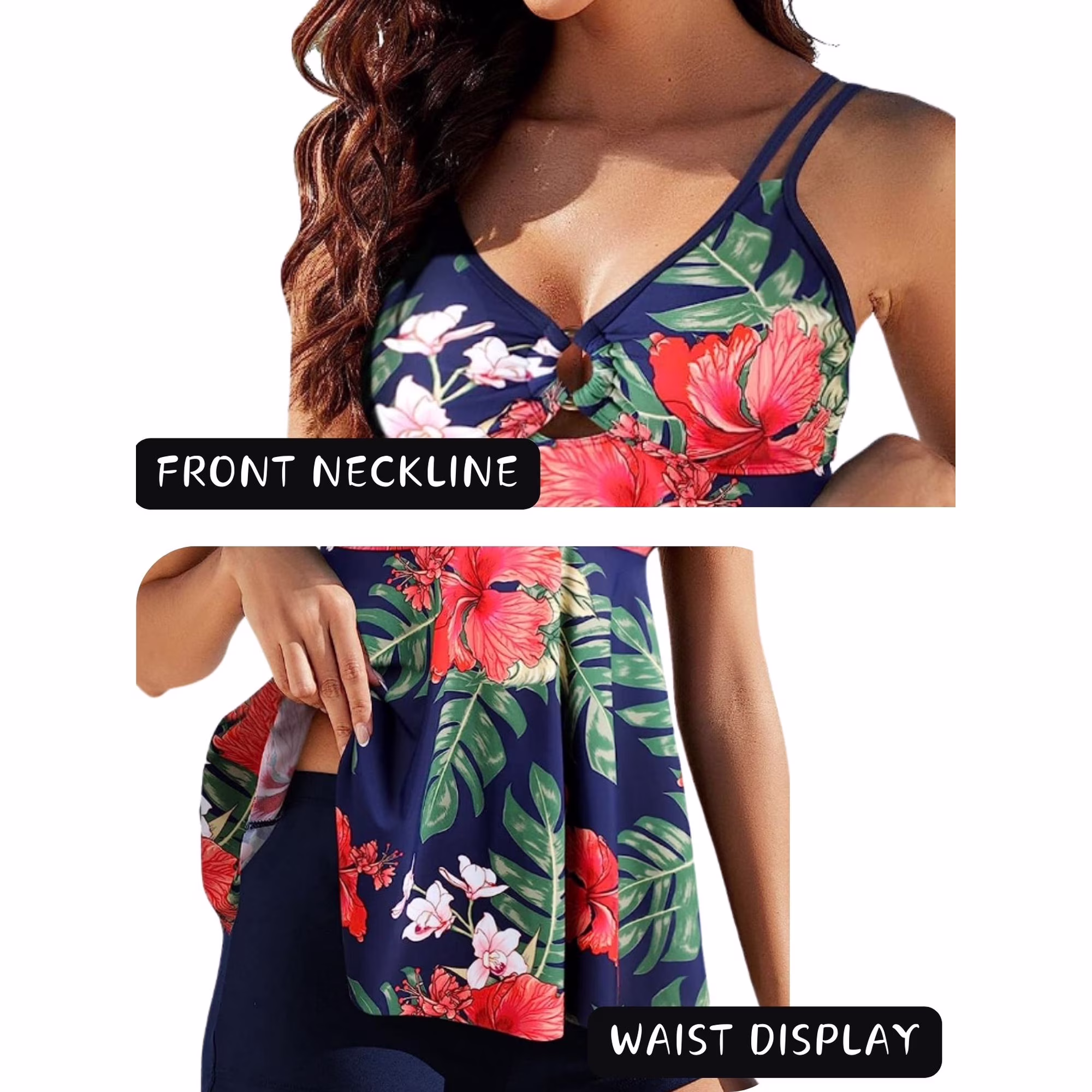 Plus Size Two Piece Set Tankini Swimsuits for Women
