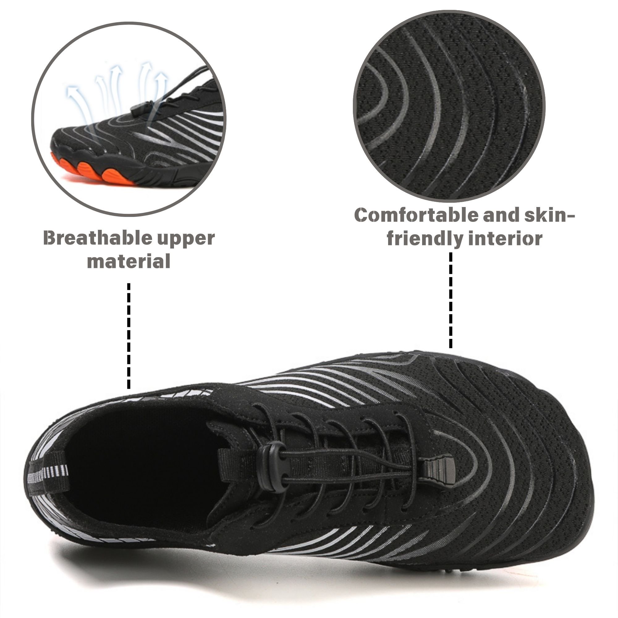 Skin-Feel Wide Toe Box Quick Dry Barefoot Socks for Women Men