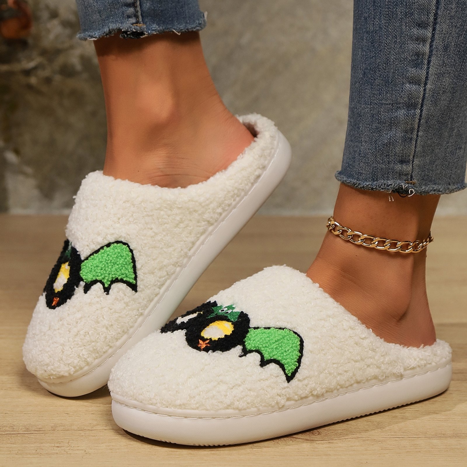 Soft Plush Halloween Slippers for Women and Men