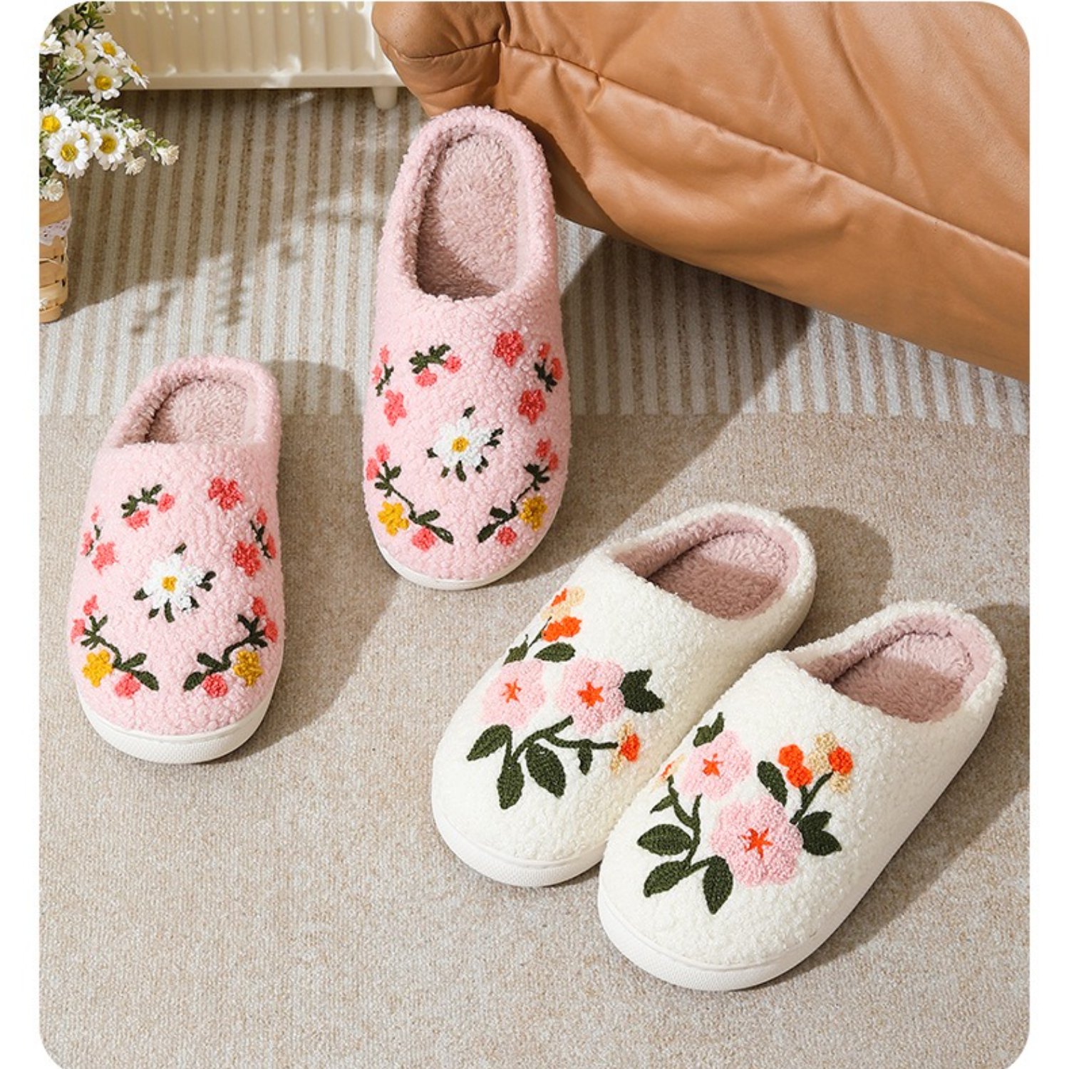 Cute Cartoon Flower Slippers for Women