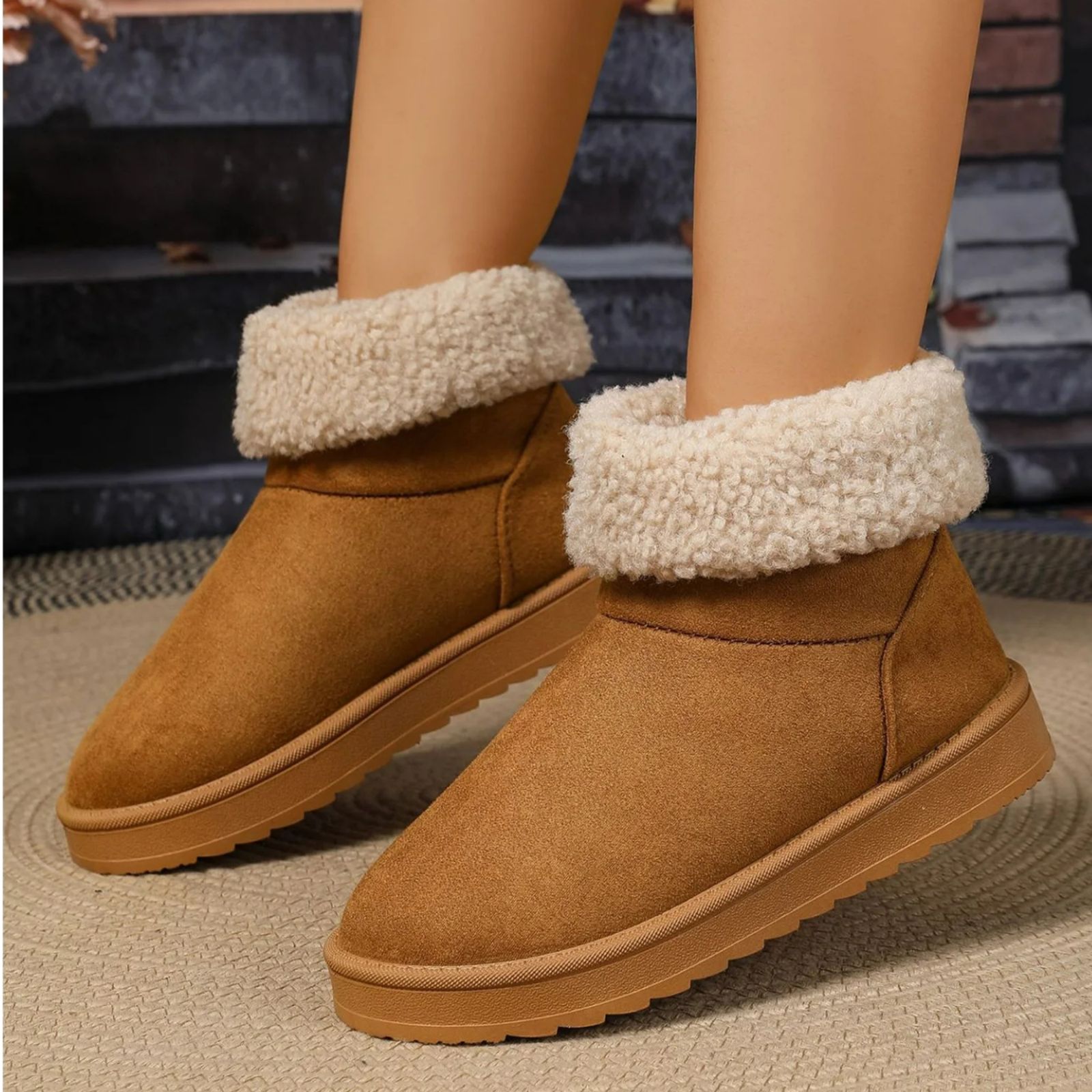 Suede Faux Fur Mid-Calf Boots For Womens