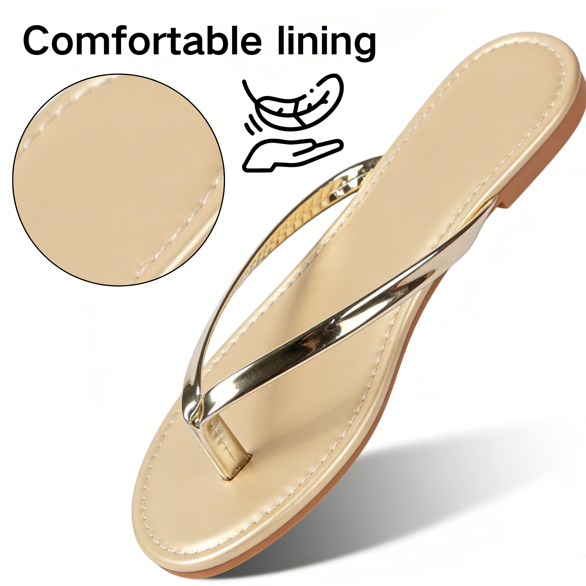 BERANMEY Women's Wide Width Flip Flops - Comfortable Slip-On Sandals