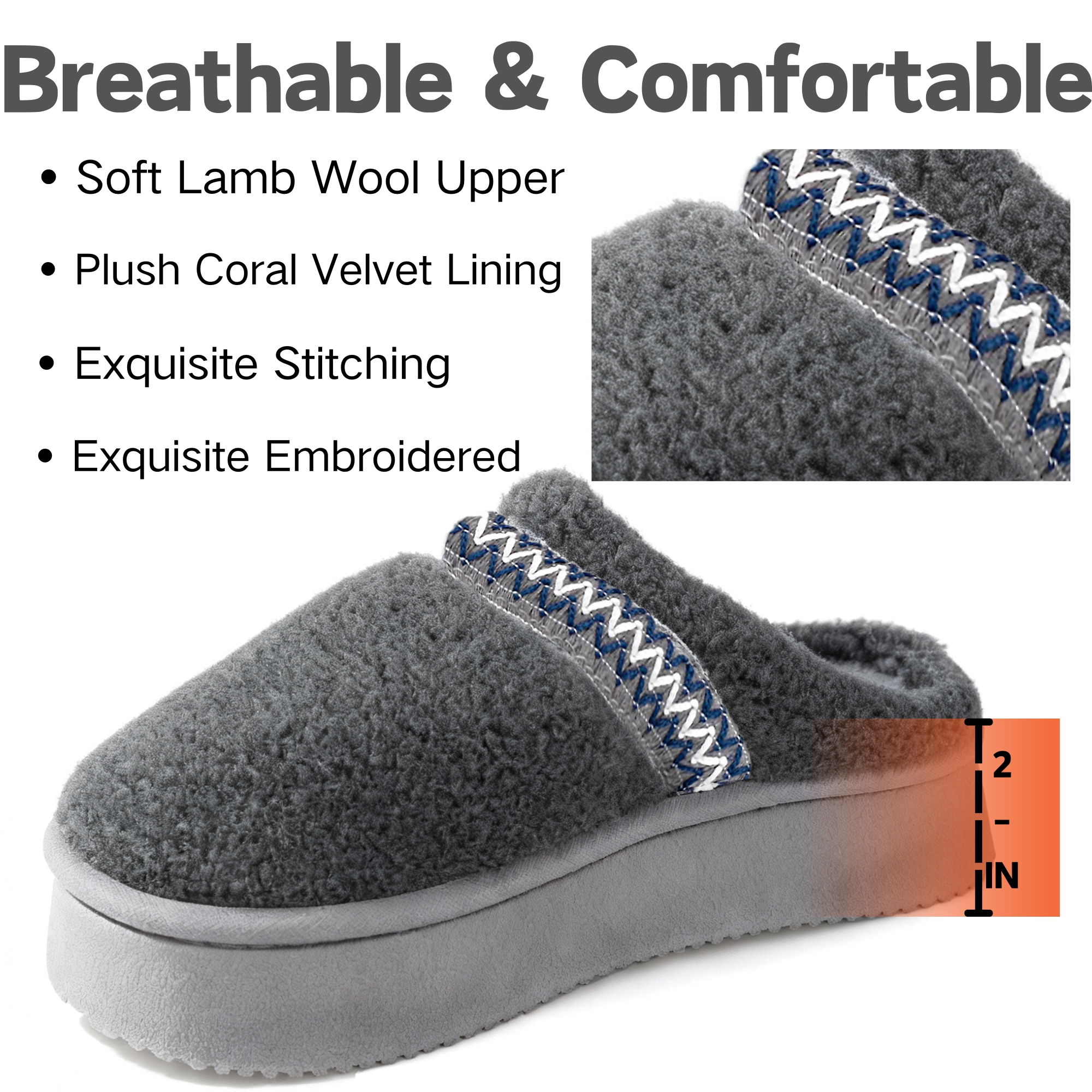 Women's Platform Slippers with Polar Fleece