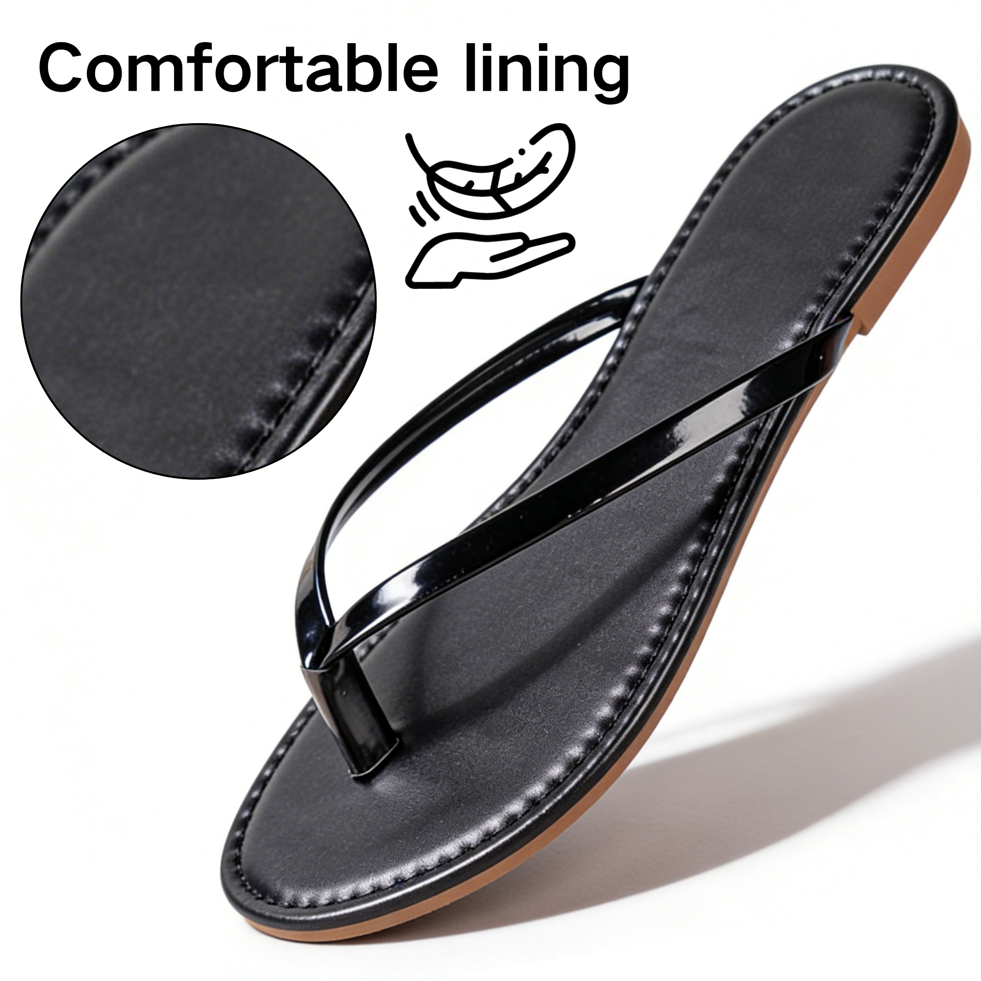 BERANMEY Women's Wide Width Flip Flops - Comfortable Slip-On Sandals