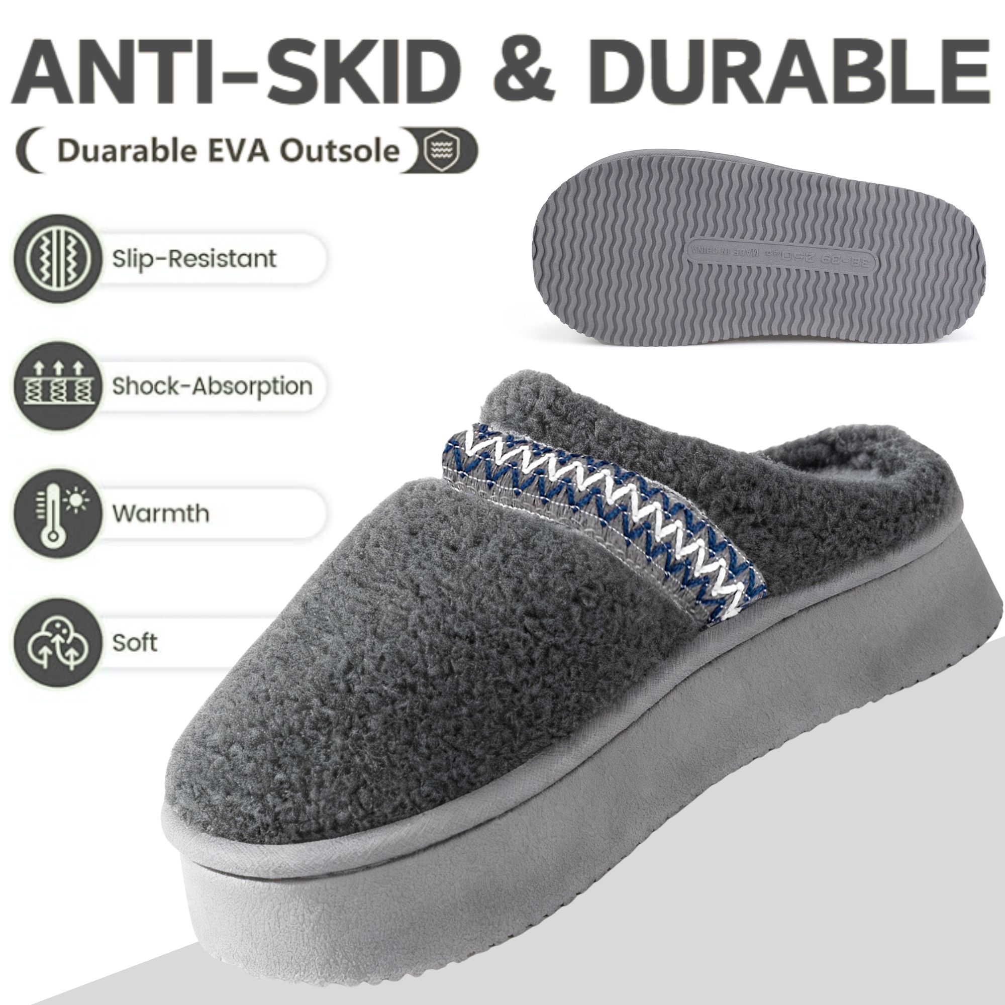 Women's Platform Slippers with Polar Fleece