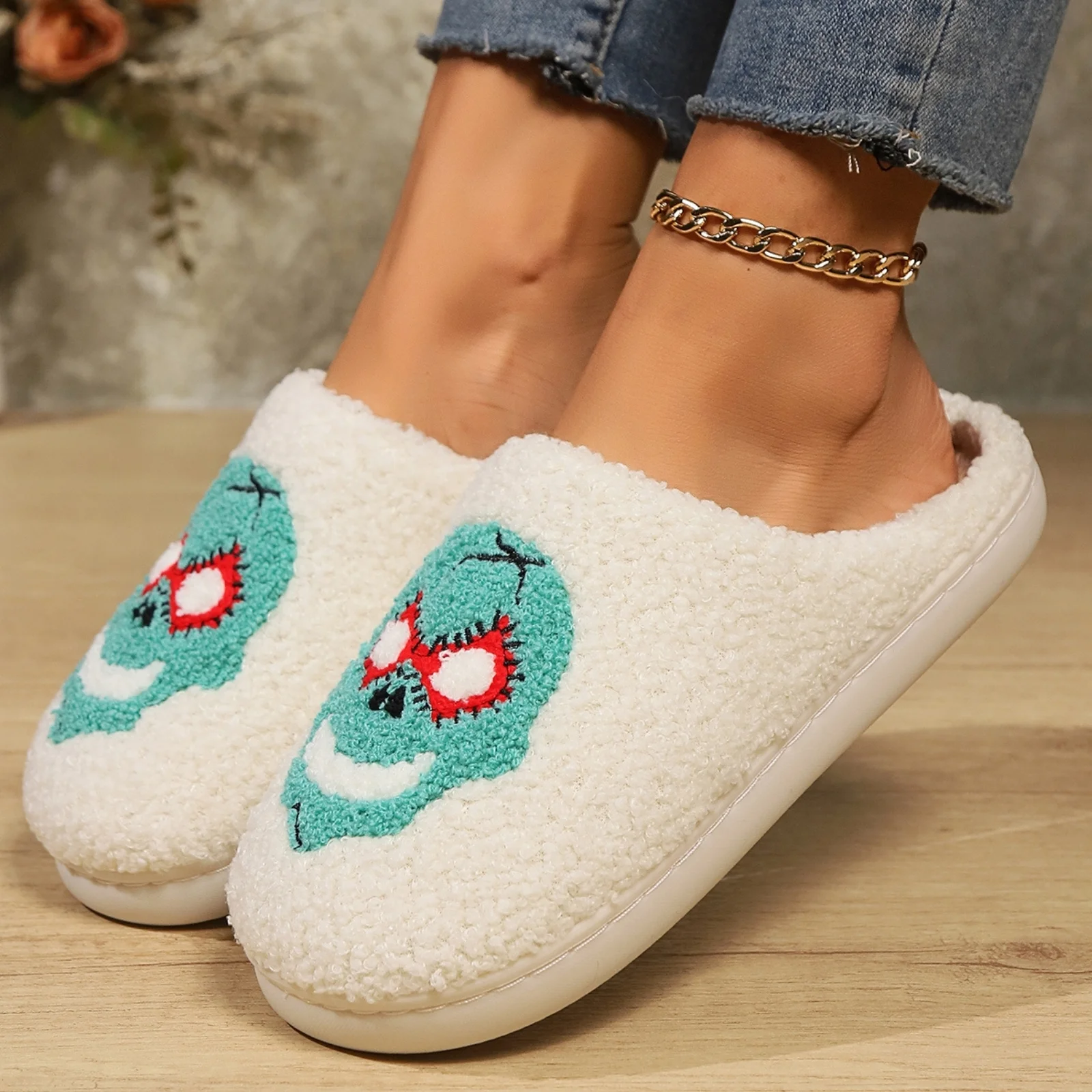 Soft Plush Halloween Slippers for Women and Men