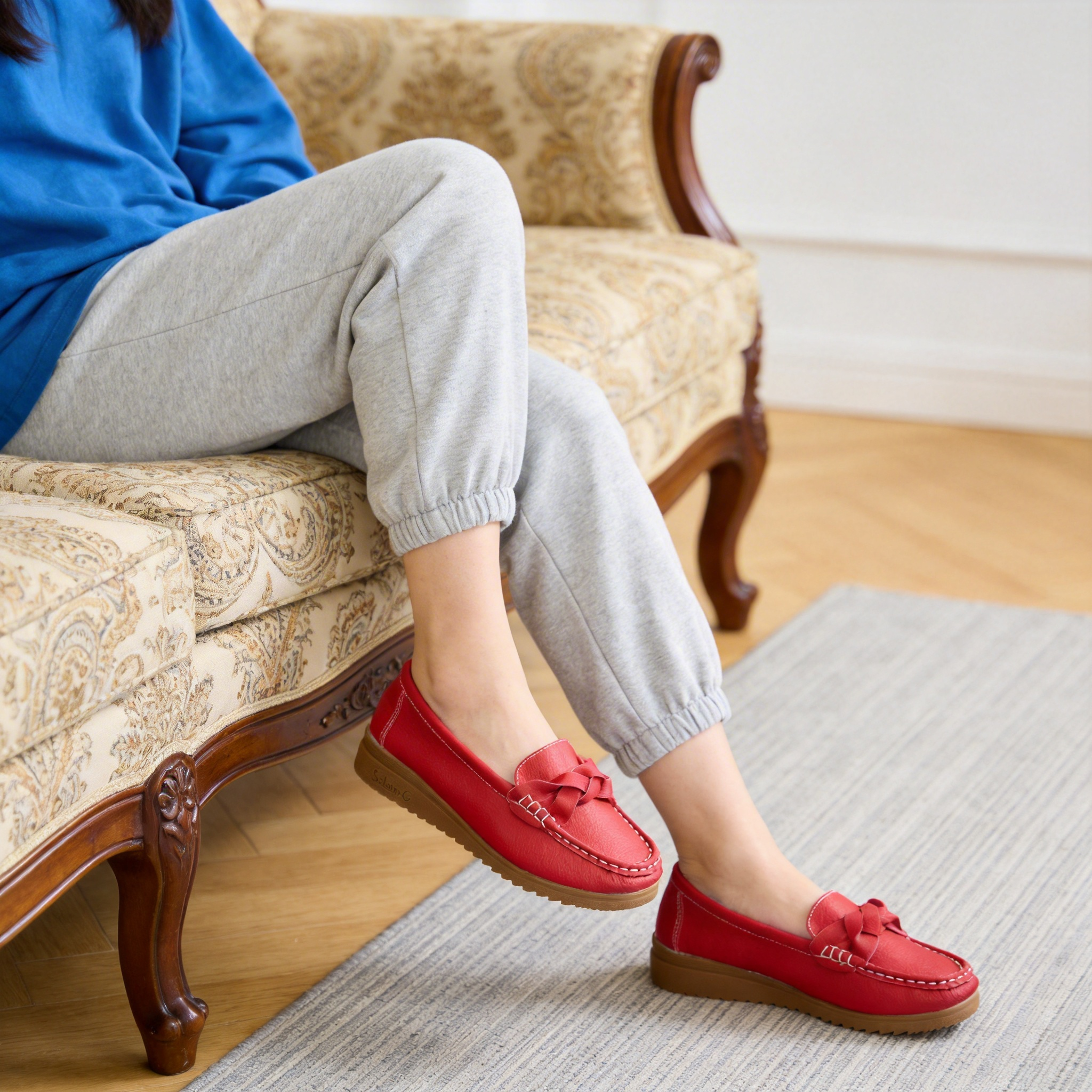 BERANMEY Women's Slip-On Loafers with Braided Strap