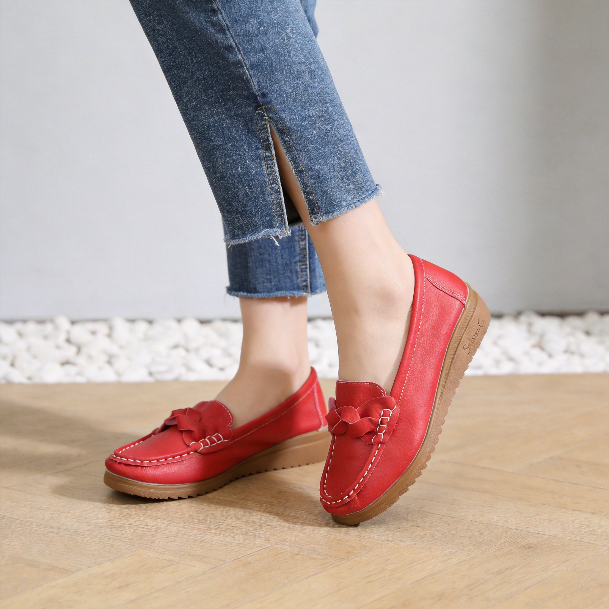 BERANMEY Women's Slip-On Loafers with Braided Strap