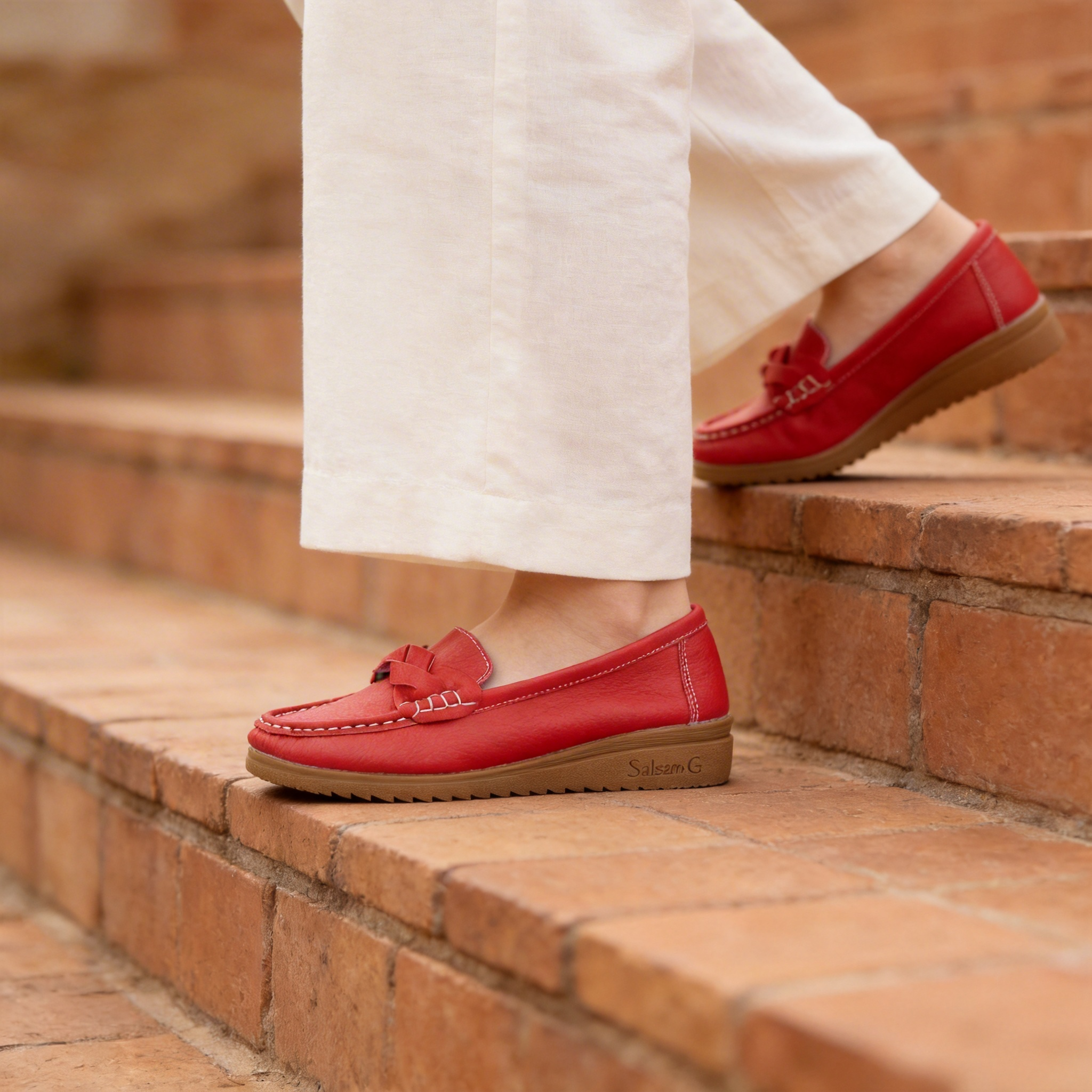 BERANMEY Women's Slip-On Loafers with Braided Strap