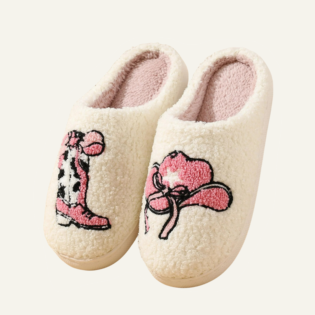 Plush Comfy Warm Slip-On Western Boots Slippers