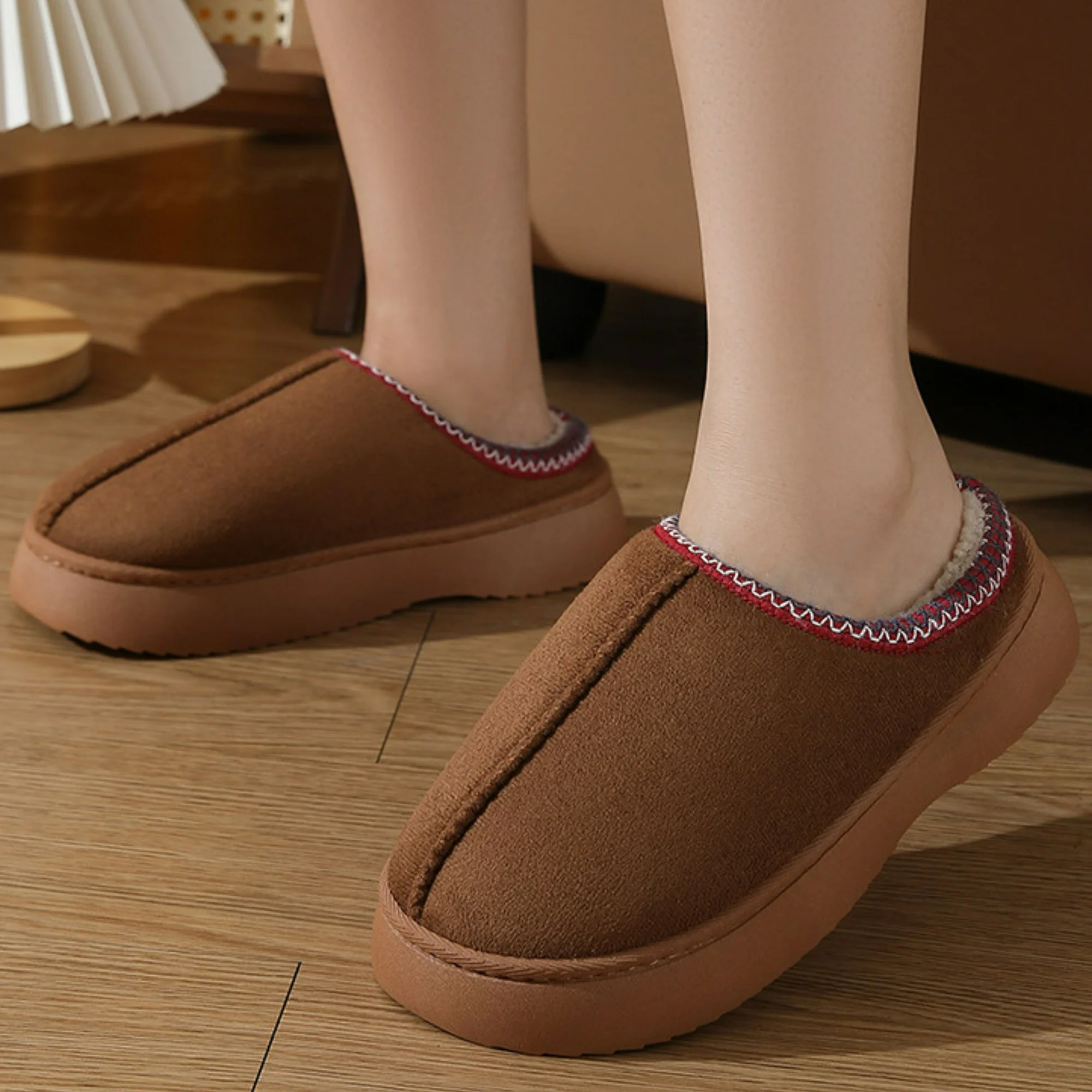 Cozy Platform Fuzzy Slippers Short Ankle