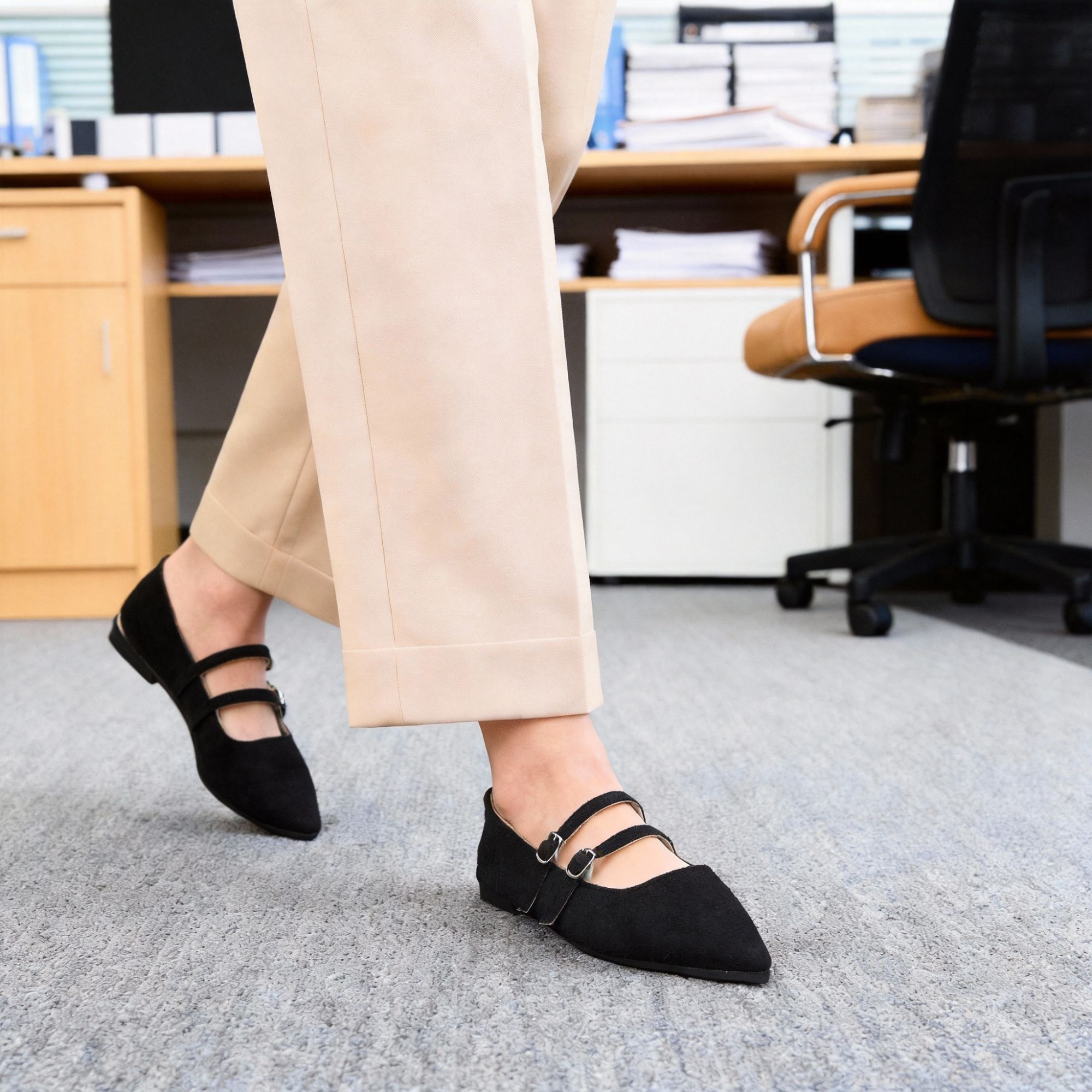 BERANMEY Women’s Mary Jane Ballet Flats Full-Back Slip-On