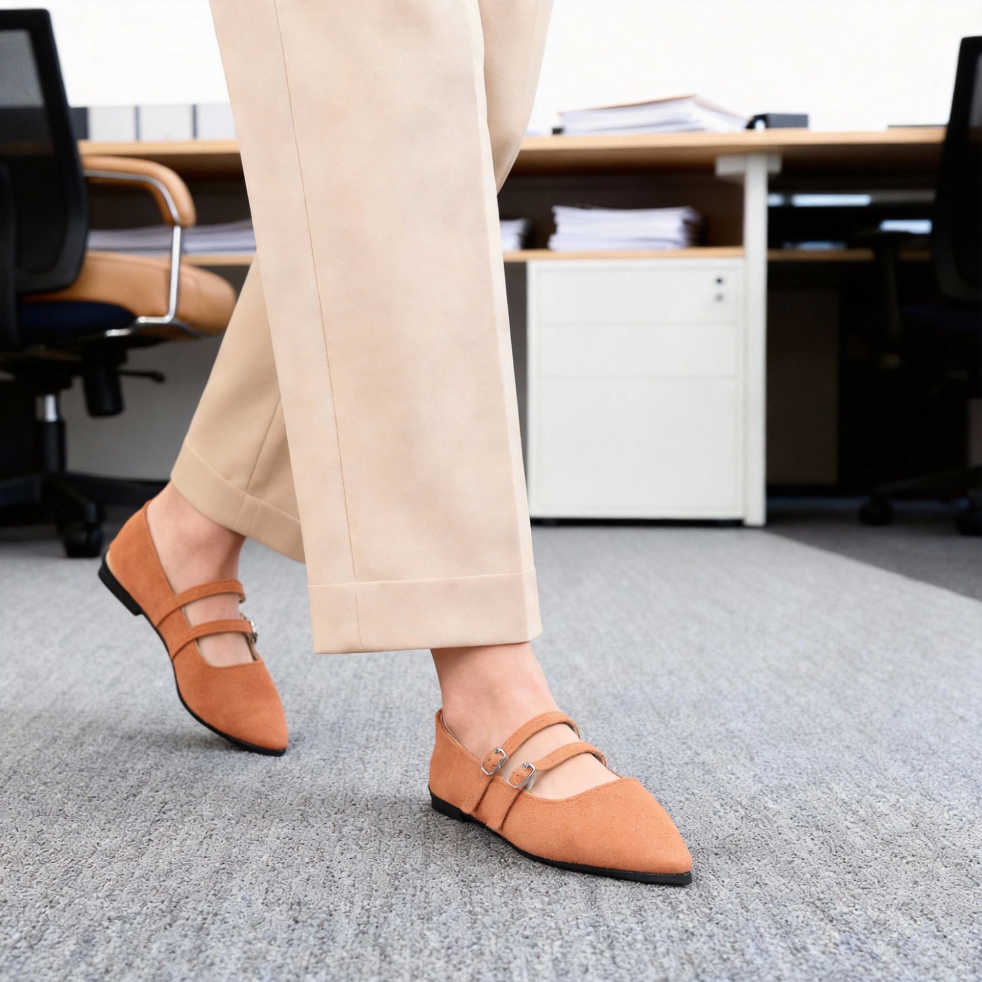 BERANMEY Women’s Mary Jane Ballet Flats Full-Back Slip-On