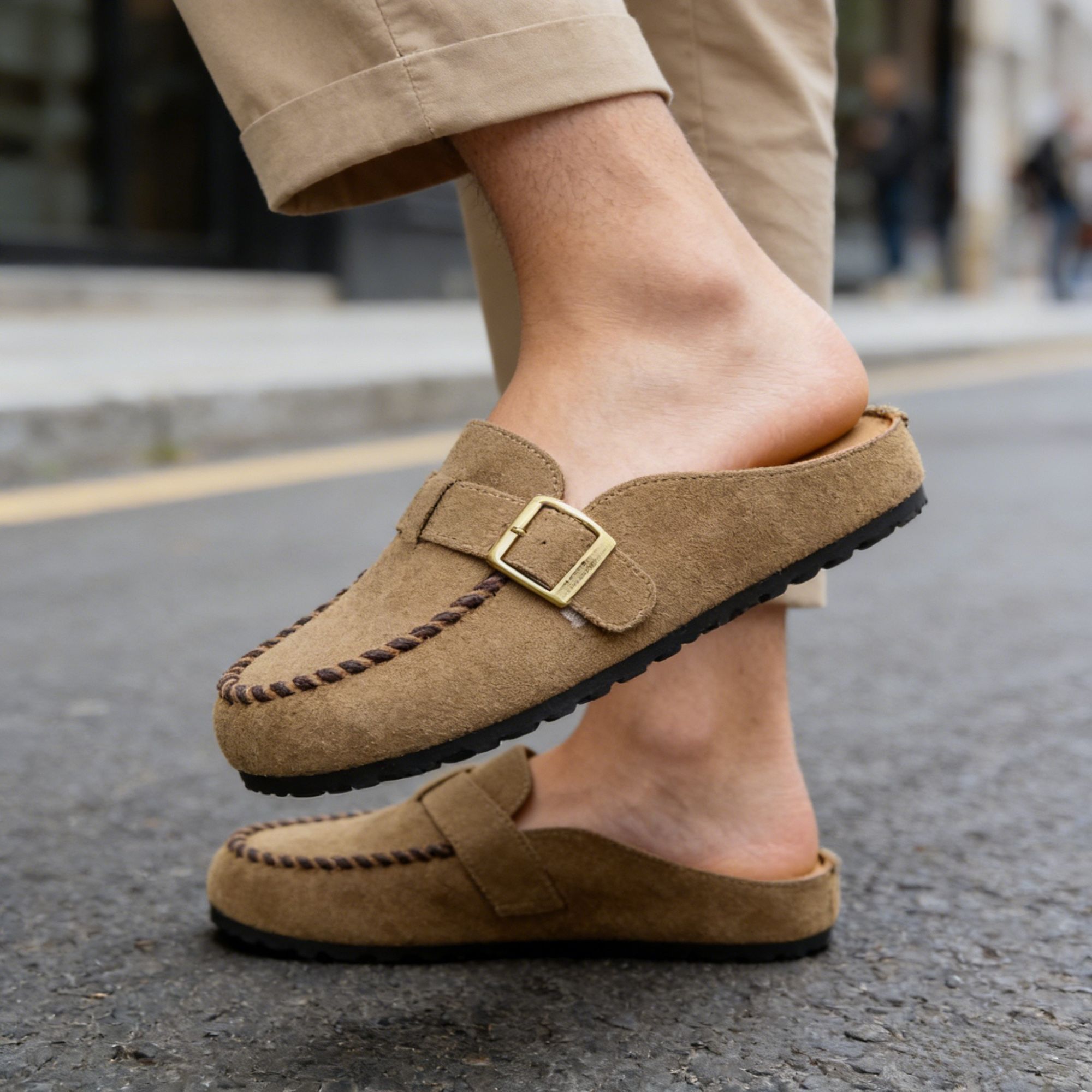 BERANMEY Mules for Women Memory Foam Cork Sole Clogs