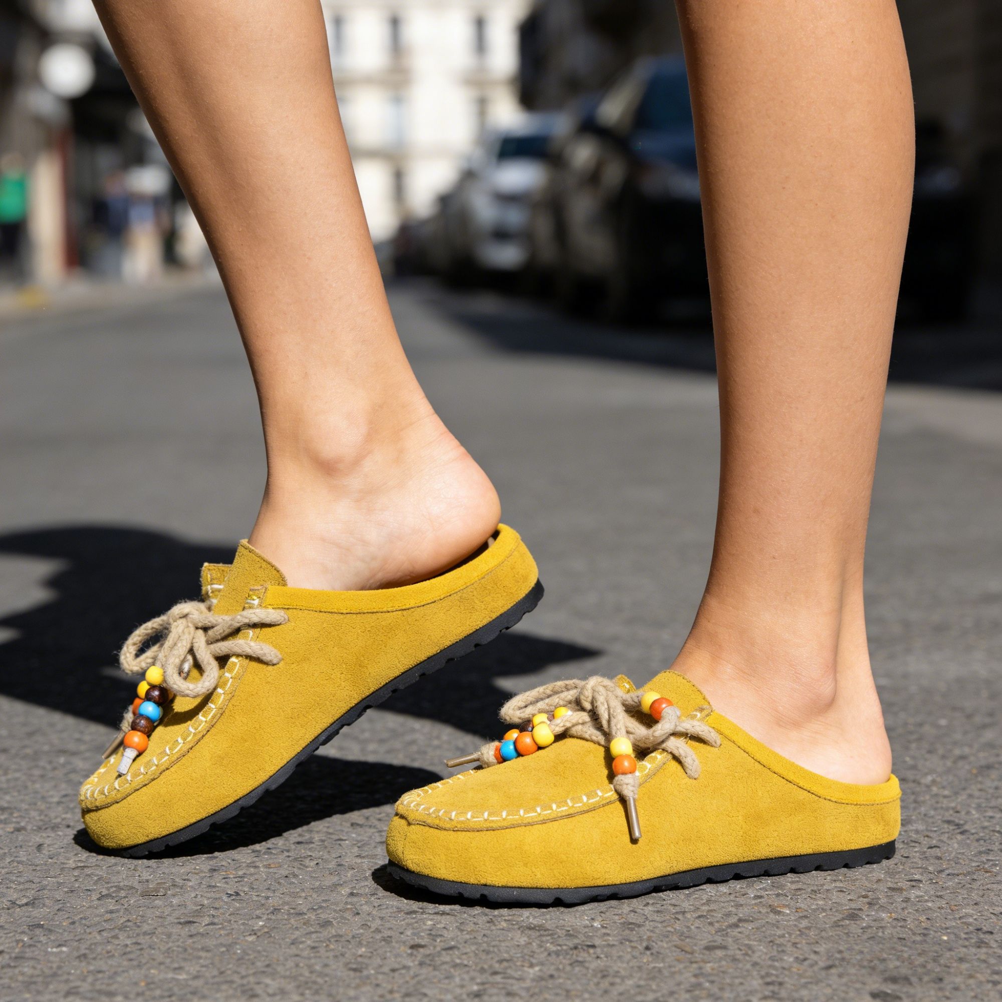 BERANMEY Cork Mules for Women Boho Slip-On Womens Mules 