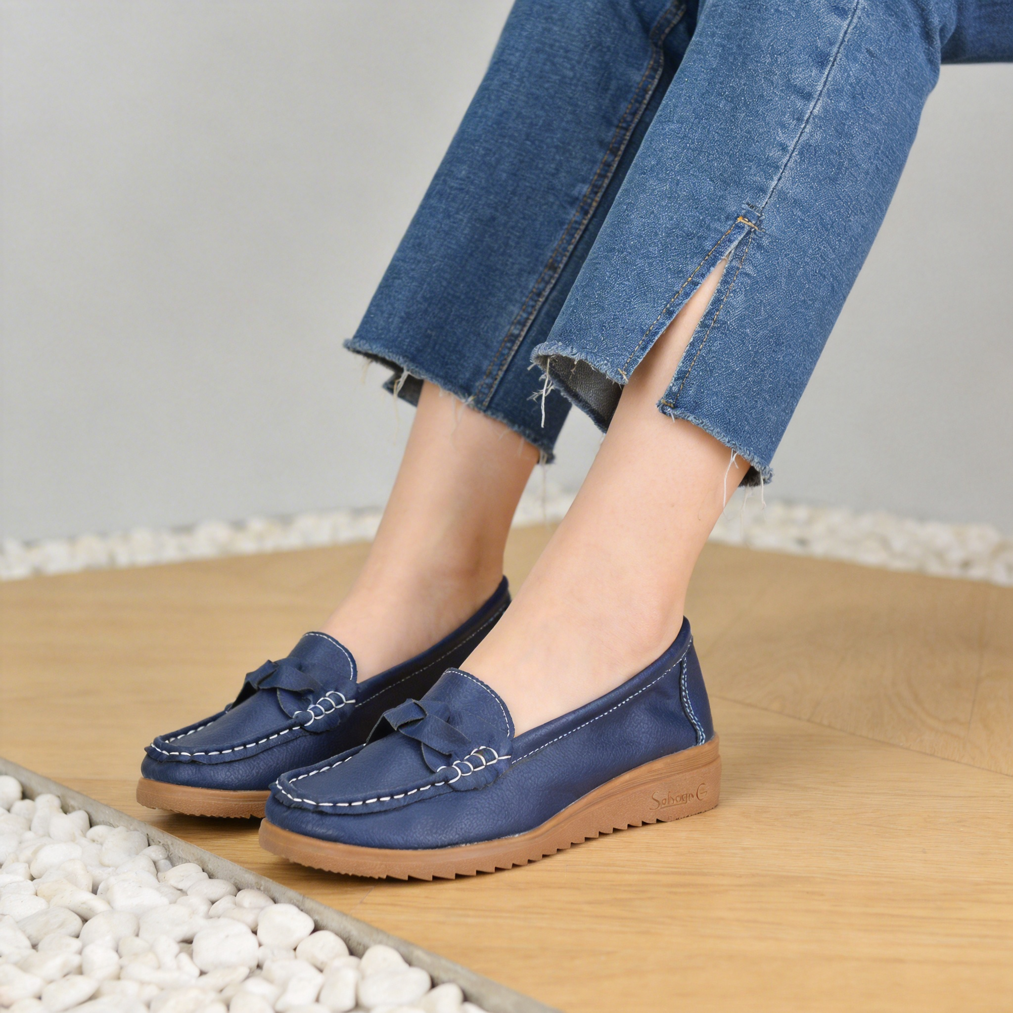 BERANMEY Women's Slip-On Loafers with Braided Strap