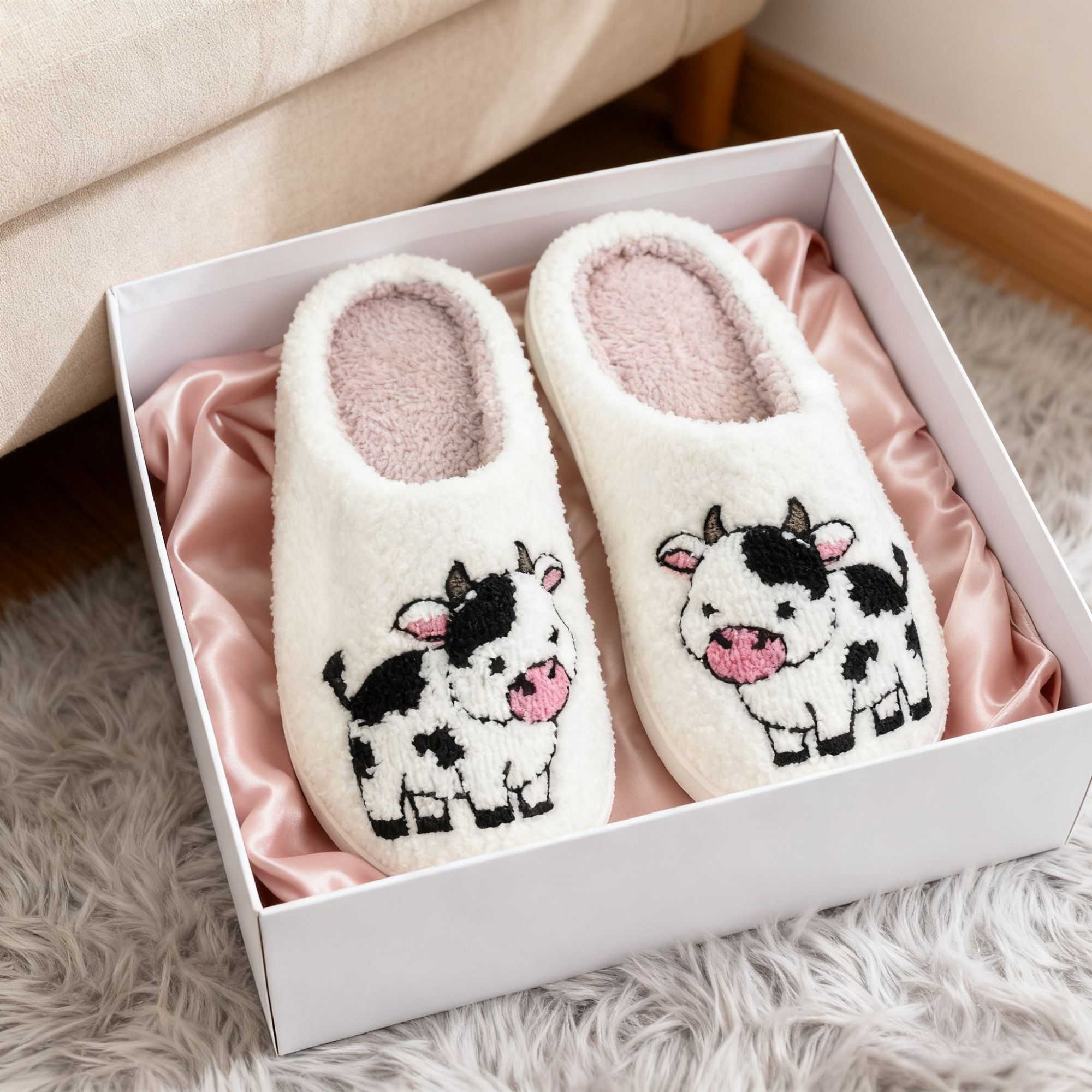 Fluffy House Slippers for Women and Men Non-slip Fuzzy Flat Slides