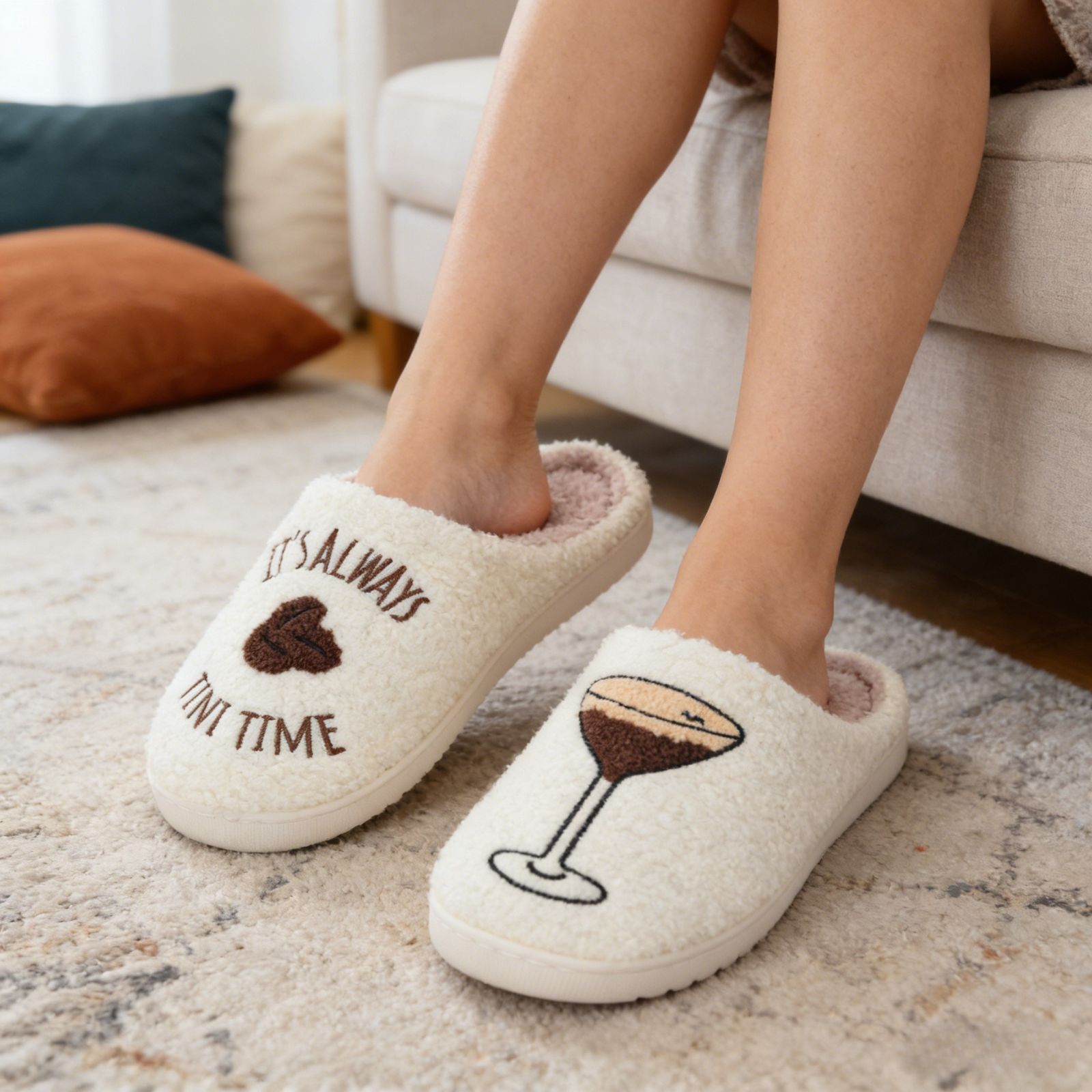 BERANMEY Women's Christmas Slippers with Embroidered Berry 