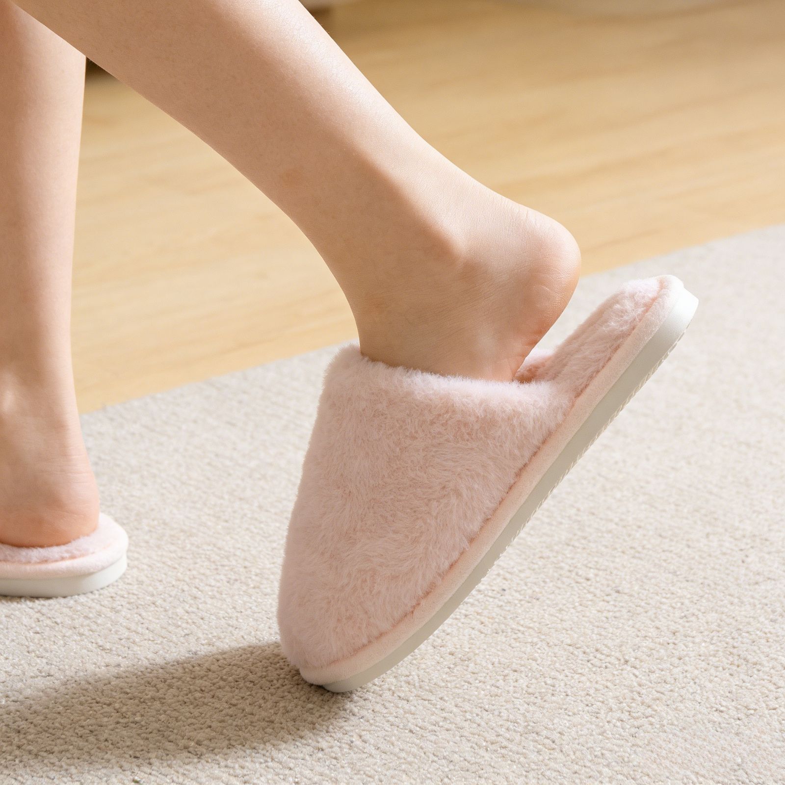 Women's Plush Fuzzy Slip-On Slippers House Slippers