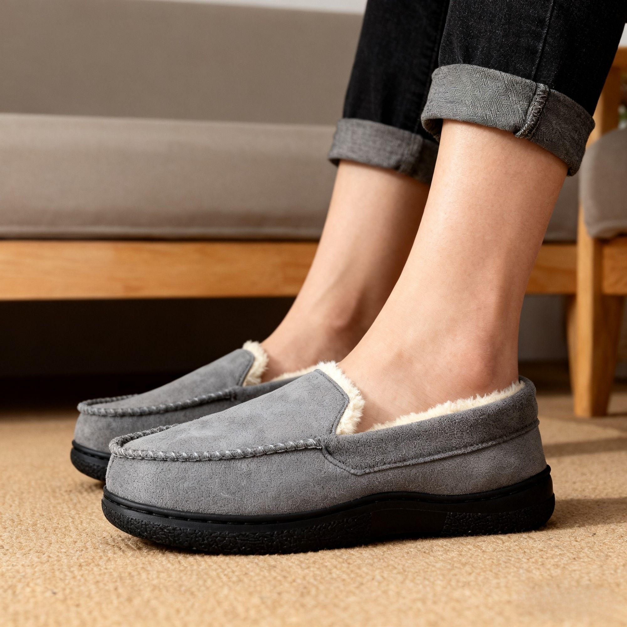 BERANMEY Moccasins Slippers for Men House Slippers Indoor