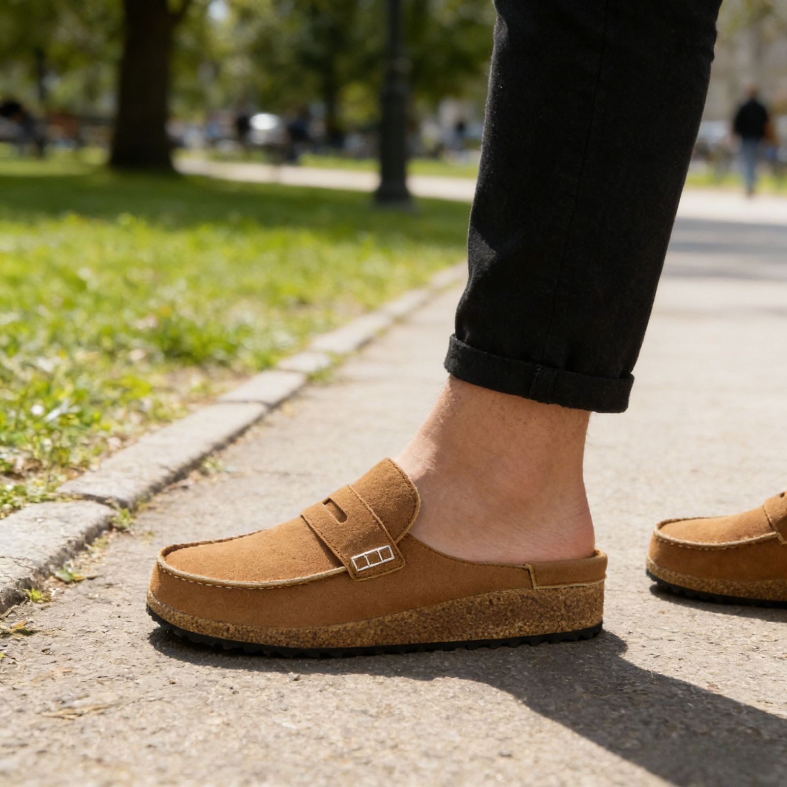 BERANMEY Cork Mules for Women with Memory Foam Slip-on Cork Sole