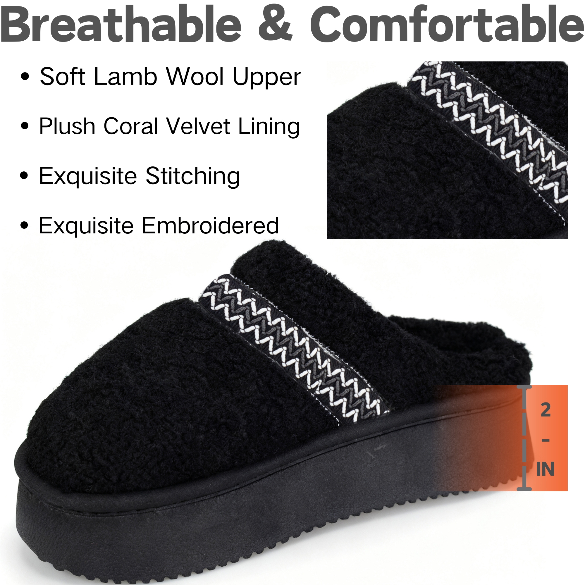 Women's Platform Slippers with Polar Fleece