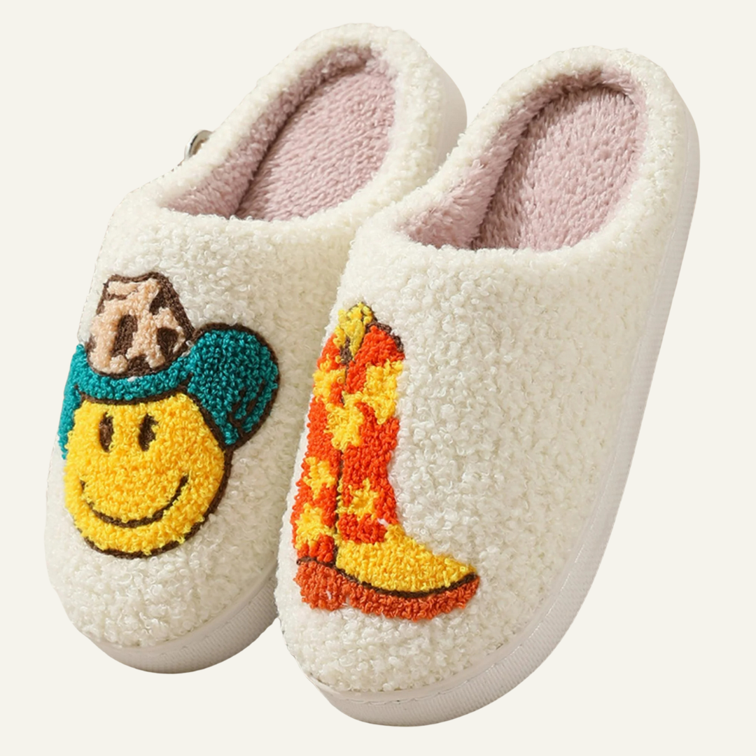 Plush Comfy Warm Slip-On Western Boots Slippers