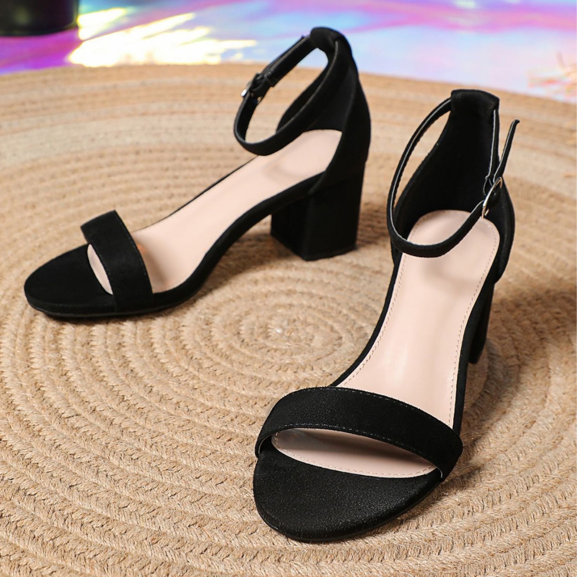 Women's Open Toe Ankle Strap Sandals Chunky Block Heels