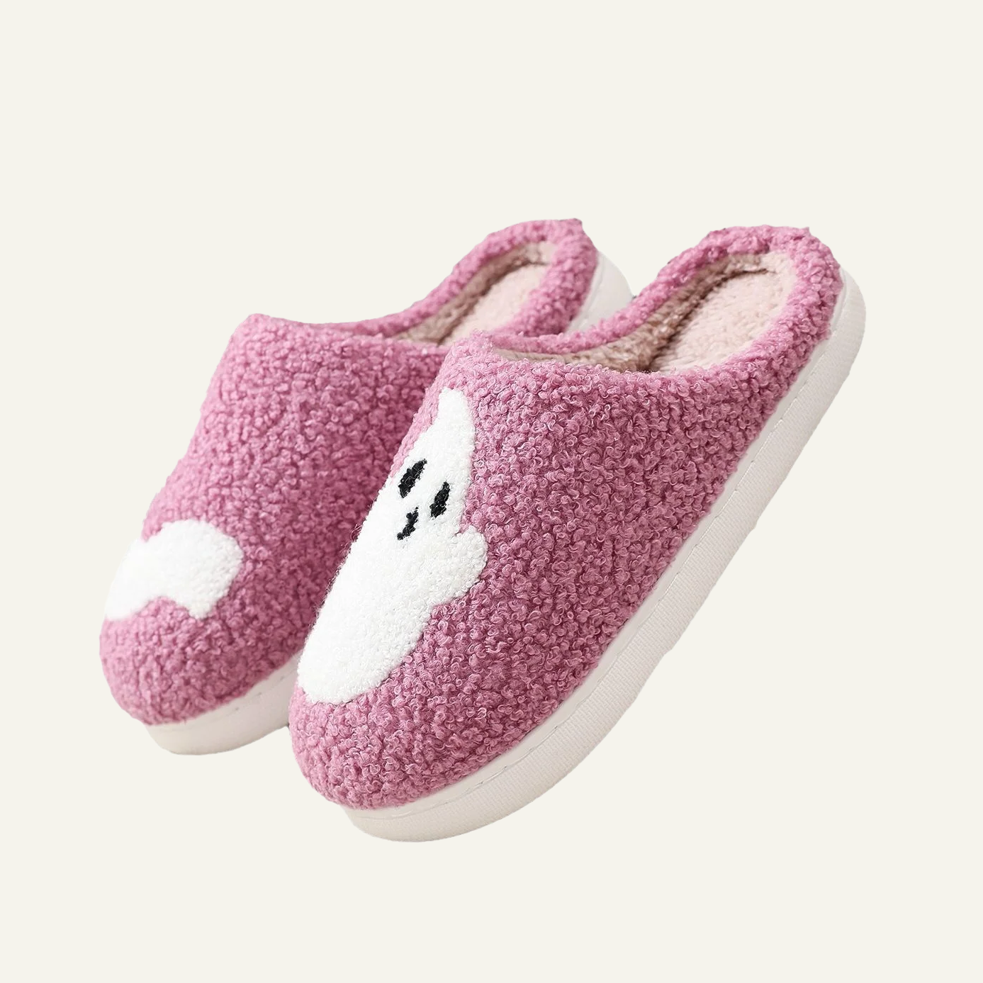 Cute Ghost Print Plush Halloween Slippers