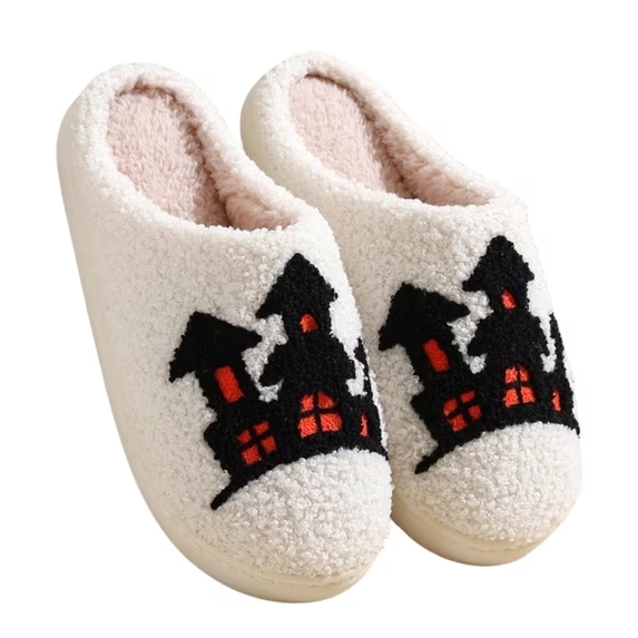Halloween Slippers Indoor Fluffy House Slippers for Women and Men