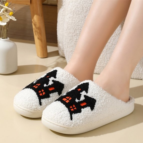 Halloween Slippers Indoor Fluffy House Slippers for Women and Men
