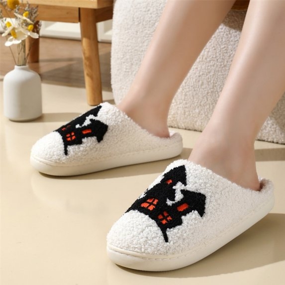 Halloween Slippers Indoor Fluffy House Slippers for Women and Men