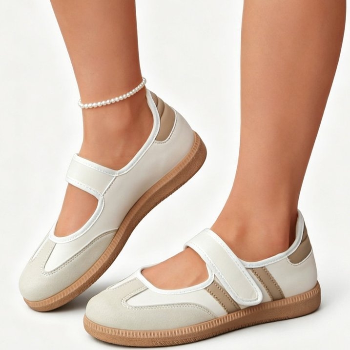 Mary Jane Style Sneakers for Women with Adjust Strap