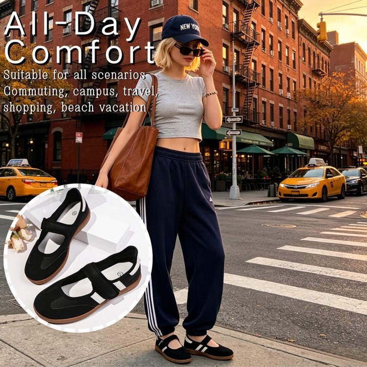 Mary Jane Style Sneakers for Women with Adjust Strap