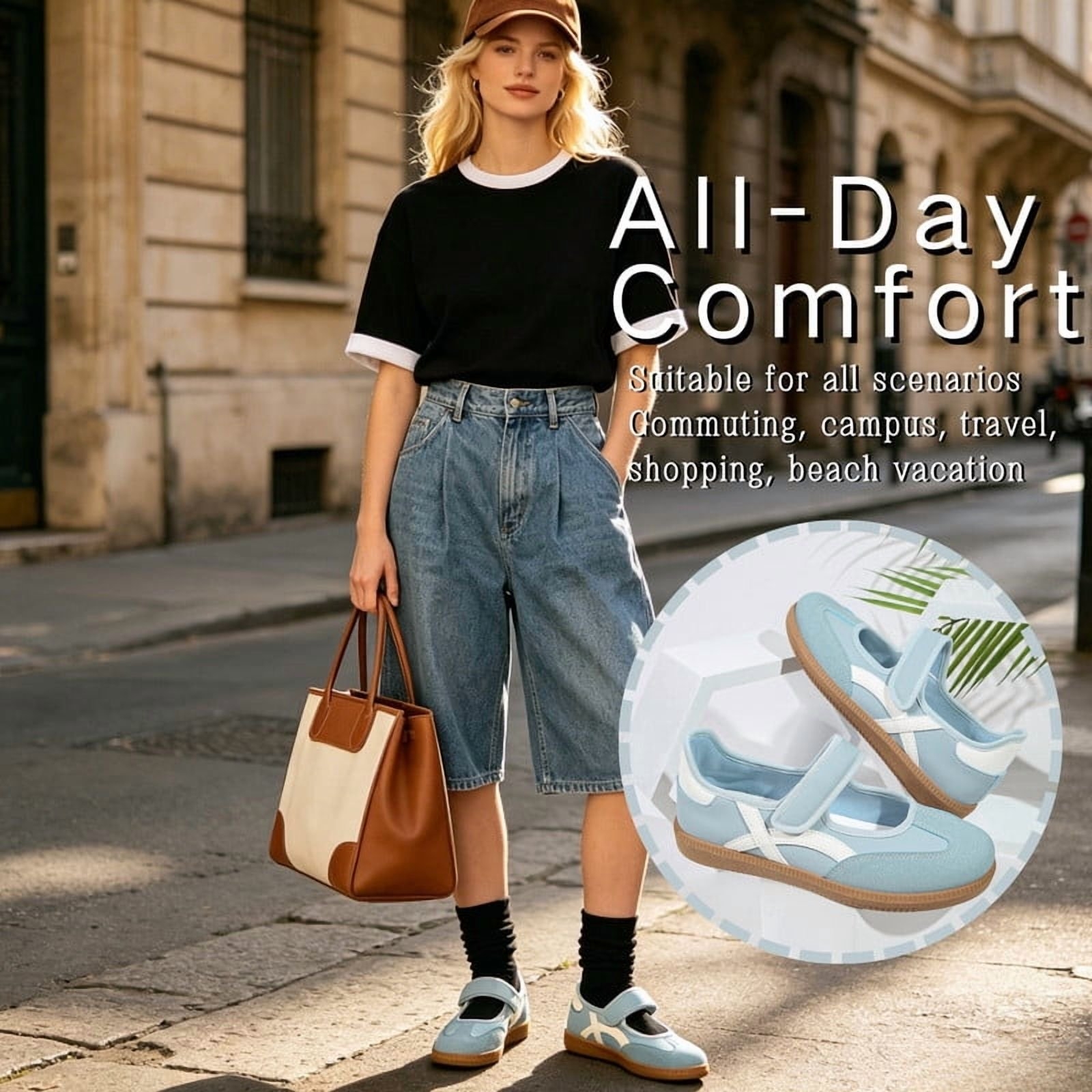 Mary Jane Style Sneakers for Women with Adjust Strap