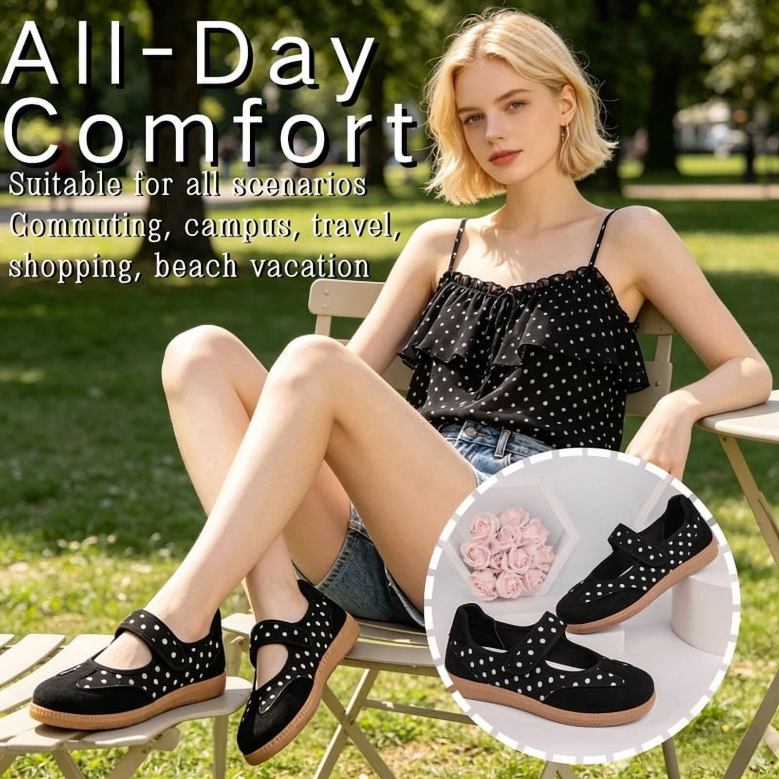 Mary Jane Style Sneakers for Women with Adjust Strap