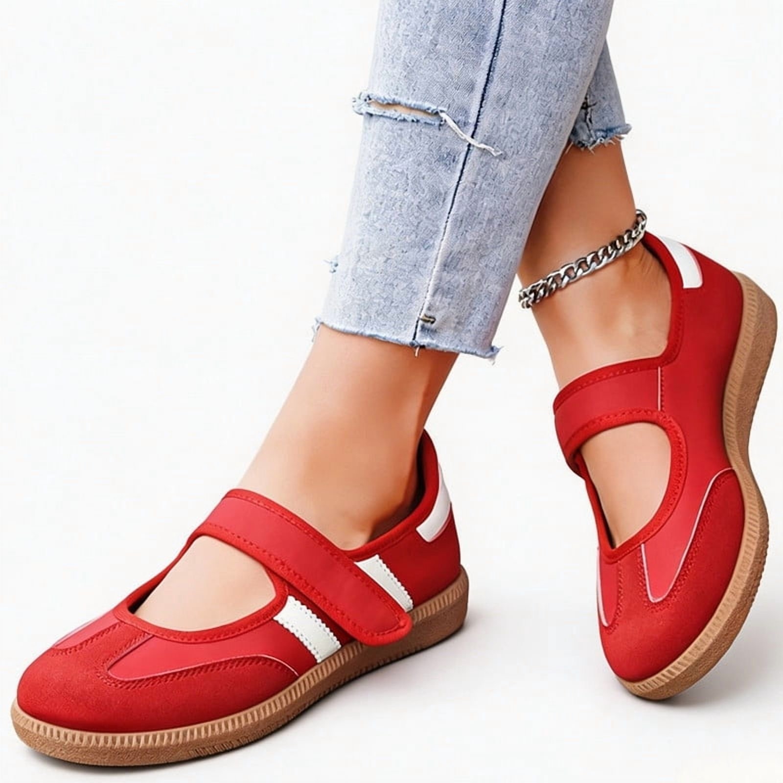 Mary Jane Style Sneakers for Women with Adjust Strap