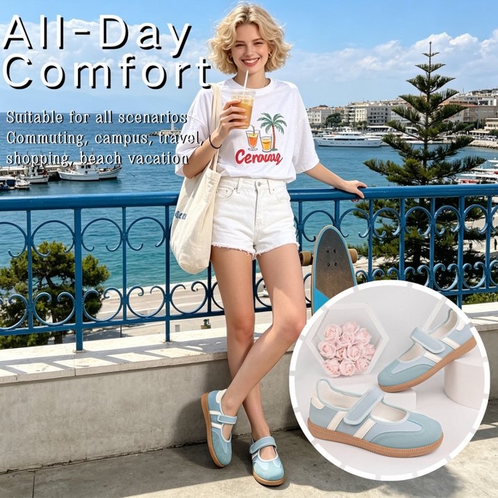 Mary Jane Style Sneakers for Women with Adjust Strap