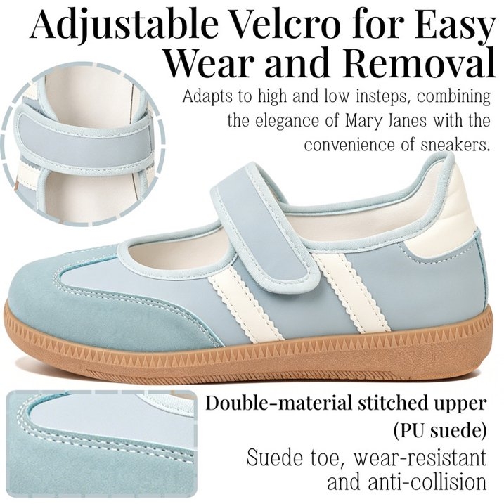Mary Jane Style Sneakers for Women with Adjust Strap