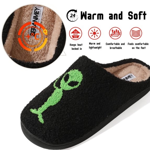 Halloween Slippers for Women and Men GreenAlien