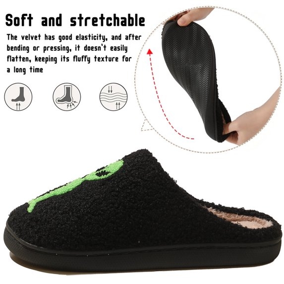 Halloween Slippers for Women and Men GreenAlien