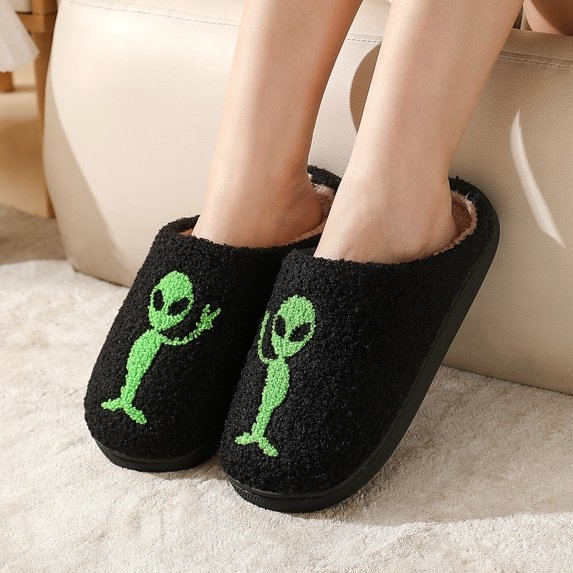 Halloween Slippers for Women and Men GreenAlien