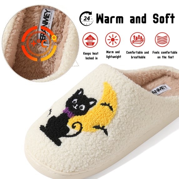Halloween Slippers for Women and Men MoonCat