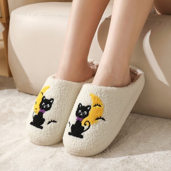 Halloween Slippers for Women and Men MoonCat