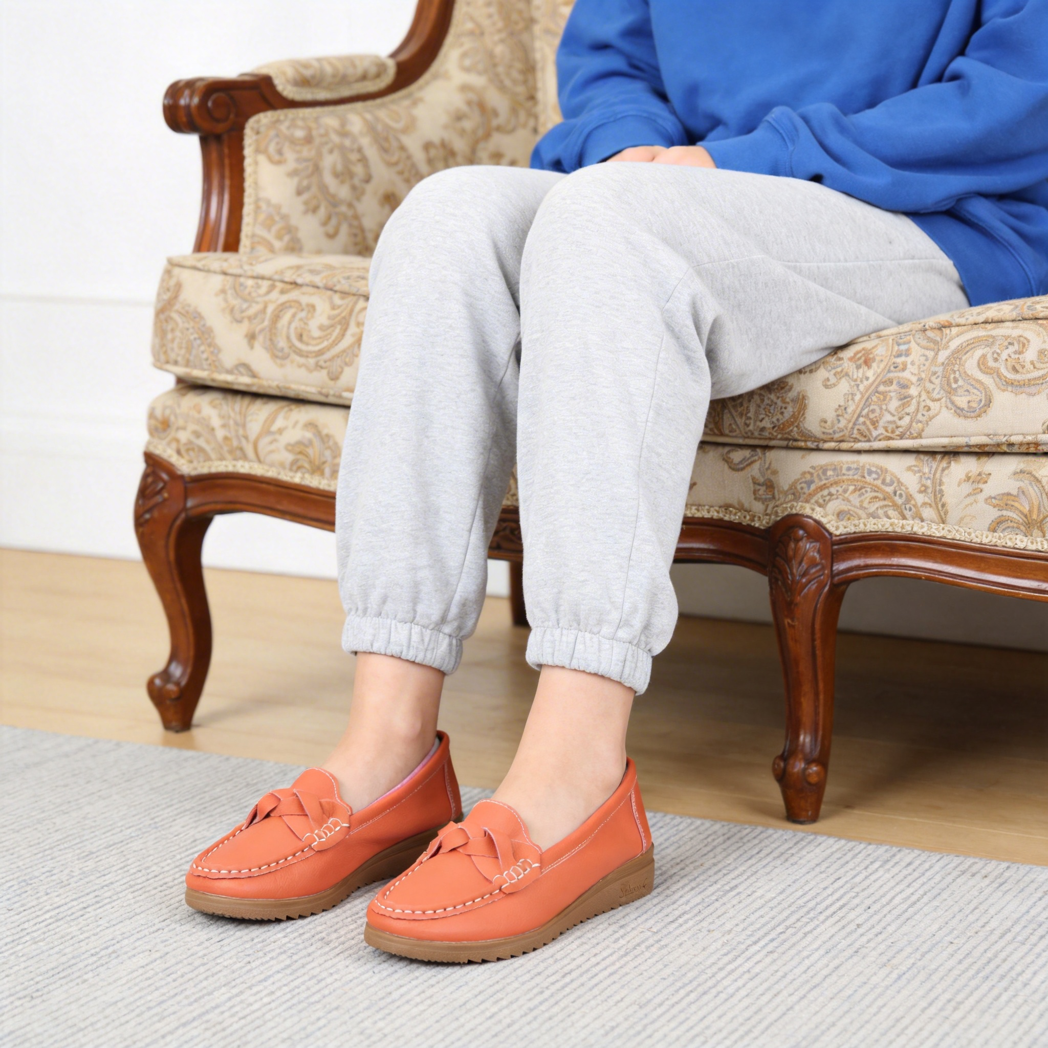 BERANMEY Women's Slip-On Loafers with Braided Strap