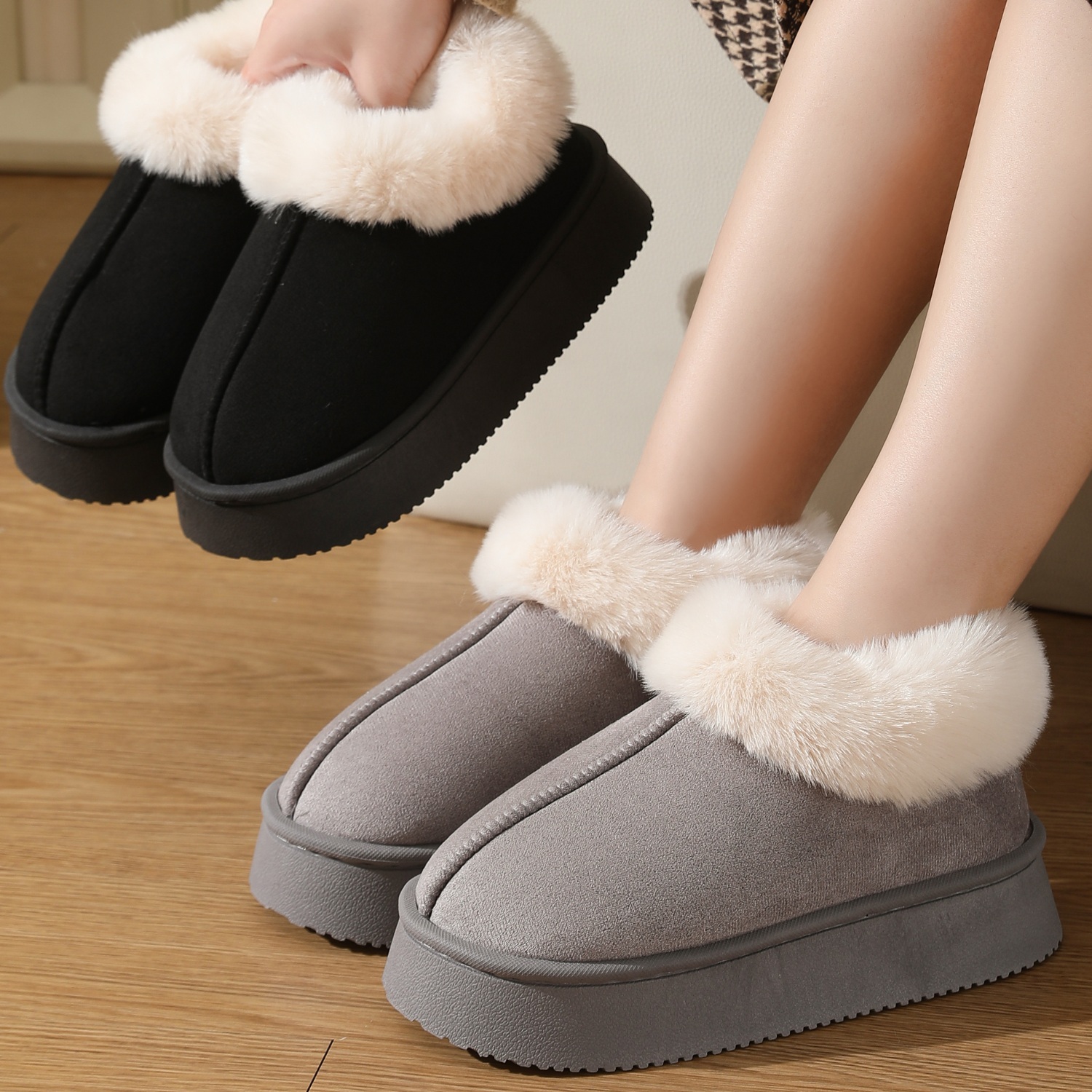 Stylish Cozy Plush Sports Boots Ankle Anti-Slip