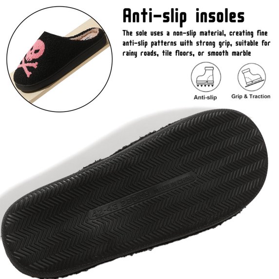 Halloween Slippers for Women and Men SkullHead-Pink